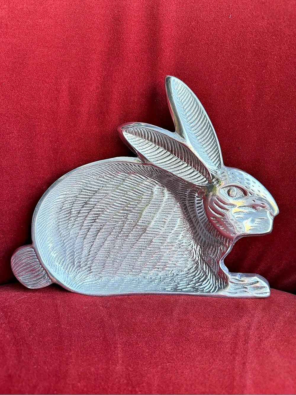 Silver Pewter Like Rabbit Tray
